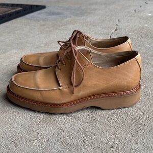 Paraboot mens 5.5 K 7 US tan camel leather split toe derby dress shoes EUC